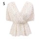 thumbnail image 1 of Camisa de corazón Blusa casual de verano con cuello en V Top de manga corta para mujer, albaricoque, S Inevent AP001470-07B, 1 of 7