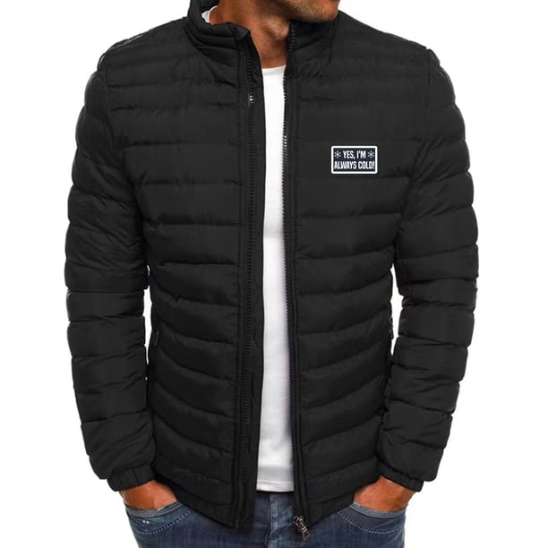 Puntoco Chaqueta De Algodón Informal Con Cuello Alto Y Capucha Y Bolsillo Con Cremallera Y Manga Larga Con Estampado De Letras De Color Sólido Para Hombre De Invierno