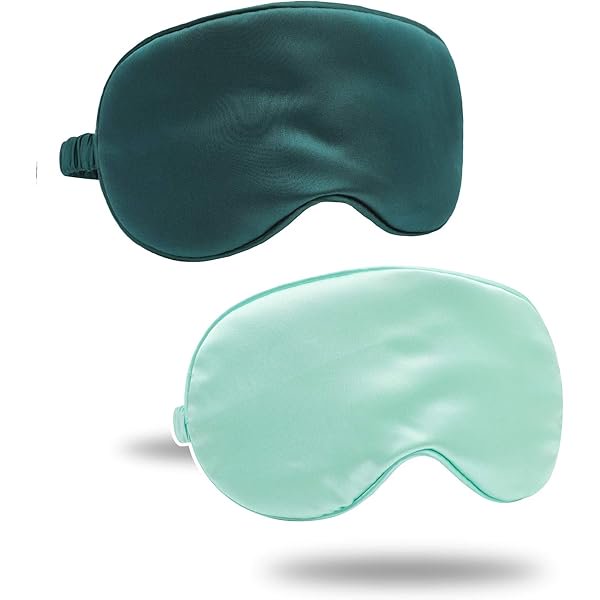 wonima11 ZLYC Silk Satin Sleep Mask with Elastic Strap Travel Eye Sleeping Blindfold for Women Men (Dark Green, Light Green)