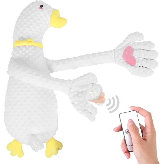 White Goose Interactive Plush Toy, Soft Stuffed Animal with with Remote Control, Cute Plush Doll for Toddlers and Kids