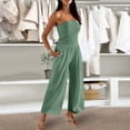 thumbnail image 7 of FNFYFH Womens Casual Strapless Summer Jumpsuits Loose Smocked Sleeveless Wide Leg Romper with Pockets, 7 of 7