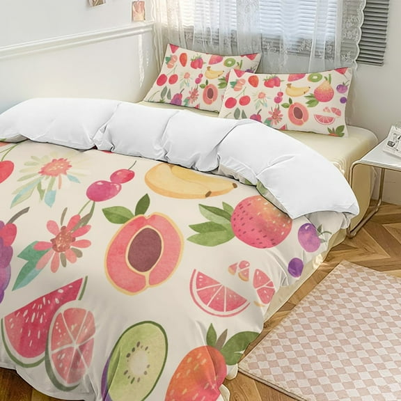 Various Fruits Duvet Cover Set Pattern Soft Bedding Set Comforter Cover Set(1 Duvet Cover   2 Pillowcases)