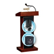Oklahoma Sound M800X-MY-LWM-6 40W The Orator Lectern & Rechargeable Battery with Wireless Tie Clip-Lavalier Mic, Mahogany