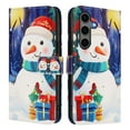 thumbnail image 5 of Phone Case for Samsung Galaxy S25, Luxury Christmas Pattern Card Slots Cash Pocket Magnetic Clasp Full Body Protection Shockproof Kickstand Wallet Flip Case with Wrist Strap for S25, C, 5 of 9