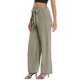 thumbnail image 4 of HDE Women's Wide Leg Linen Palazzo Pants with Pockets Sage Green - XL, 4 of 6