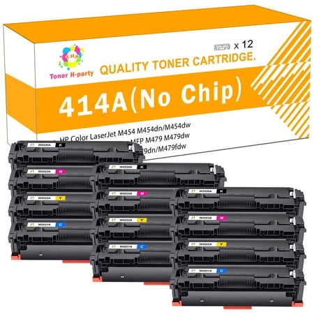 12-Pack NO CHIP 414A Toner Cartridge Compatible for HP 414A W2020A Color Pro MFP M479fdw M454dw M479fdn M454dn M454 M479 (3x Black  3x Cyan  3x Magenta  3x Yellow) price history on PriceWatchPro