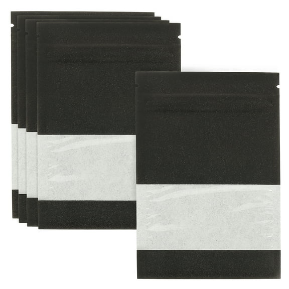 Uxcell Coin Envelopes, 100 Pack 3.5" x 3" Resealable Kraft Paper Packets Small Coin Envelope with Clear Window and Zip, Black