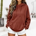 thumbnail image 2 of lcziwo Womens Oversized Pullover Athletic Long Sleeve Sweatshirts with Pockets Solid Color Drawstring Hoodies Winter 2026 Wine,S, 2 of 8