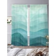 Abstract Wave Line Sheer Curtains 84 inches Long 2 Panels Set Modern ...