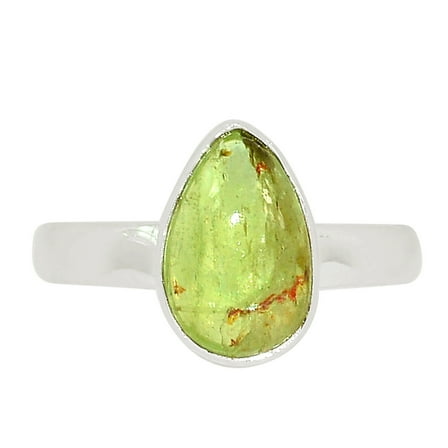 Natural Green Kyanite 925 Sterling Silver Ring Jewelry s.8 ALLR-23998