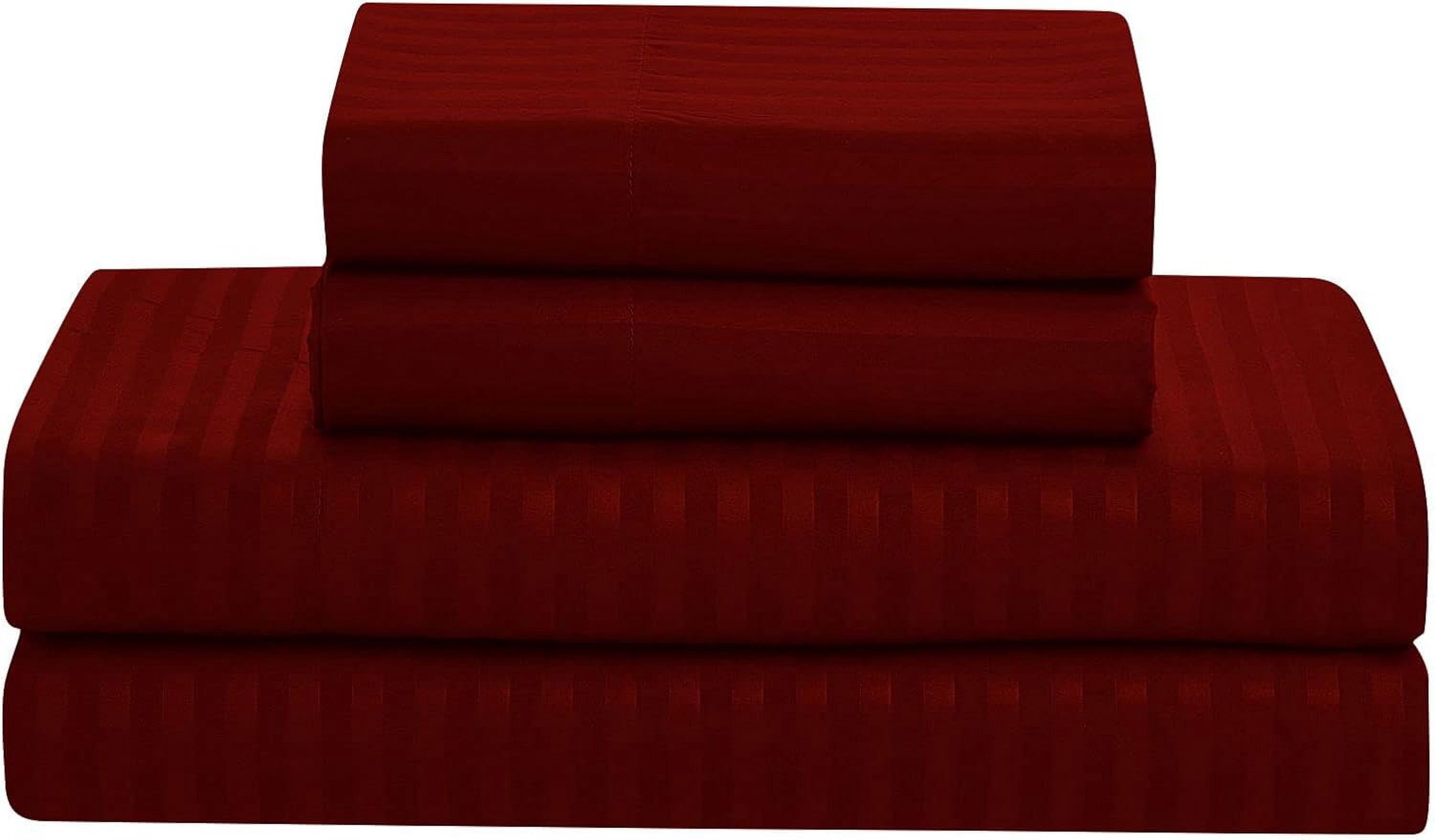 D.N.G. BEDDINGS King/Cal King Size 800 Thread Count, 100% Egyptian Cotton, Burgundy Premium Hotal Quality, 3 Piece Box Design Striped Comforter Set
