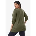 thumbnail image 2 of Roaman's Women's Plus Size Drop Needle V-Neck Lightweight Sweater Knit, 2 of 4