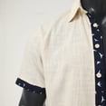 thumbnail image 7 of Mens Hawaiian Shirt Short Sleeve Holiday Button Color Contrast Lapel Top Summer Casual Comfortable Beach Shirts for Men Khaki XL, 7 of 7