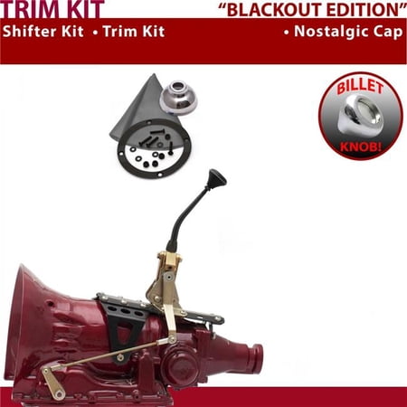 American Shifter TH200 Shifter Kit Black 8 in. Trim Kit Push Button Cap Gray Boot Billet Knob for EE312
