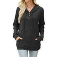 thumbnail image 2 of hotojiny Womens Fashion Hoodies Lightweight Long Sleeve Button V Neck Sweatshirt Classic Warm Ribbed Knit Pullover Top S-XXl, 2 of 7