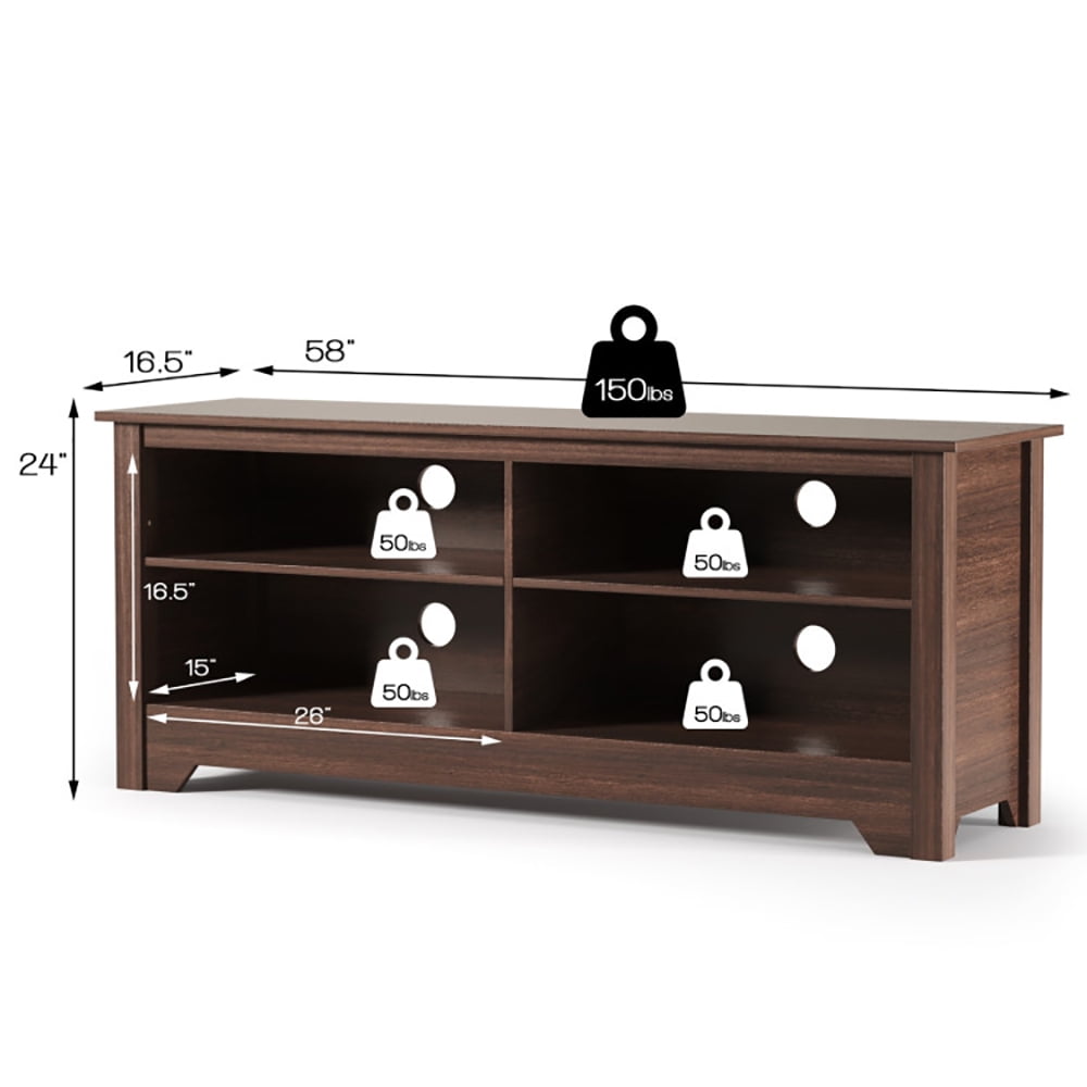 Finihen TV Stand, TV Cabinet, 58 Inch Wooden Entertainment Media Center TV Stand, Media Entertainment Center with Storage, for Living Room, Bedroom, Espresso