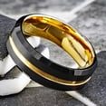 thumbnail image 3 of Tungsten Carbide Rings for Men Wedding Bands for Him 8mm Black Yellow Gold, 3 of 5