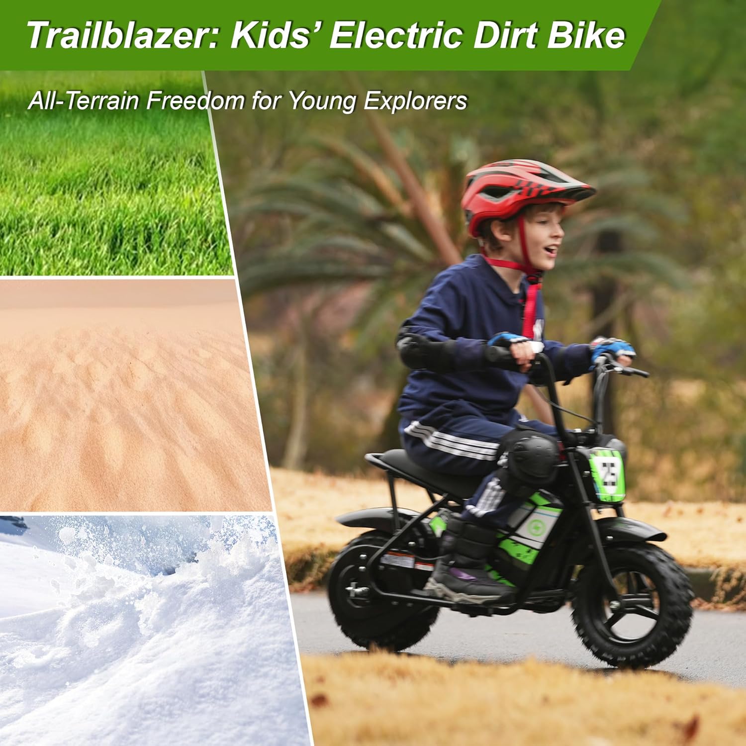 Electric Dirt Bike for Kids, 24V 250W Powerful Electric Motorcycle, 10mph Max Speed & 12 Miles Long-Range, 2-Speed Gear, Twist Grip Throttle, 12'' Fat Tire Bike for Ages 3-10