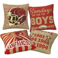 thumbnail image 2 of Football Throw Pillow Covers American Sport Team Decor Cushion Case Decoration Set of 4 Pillowcases Football Style Pillows Gifts for Football Lovers Fan for Sofa Bed Couch Car 20"X20", 2 of 6