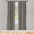 thumbnail image 3 of Ambesonne Geometric Curtains, Triangles Hexagons, Pair of 28"x95", Dark Coral Sea Green, 3 of 5