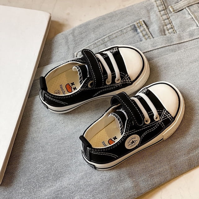 Zapatos de lona con velcro para niños, primavera, pequeños, grandes, para niños y niñas, zapatos de tabla para estudiantes, zapatos de bebé de suela blanda Tide