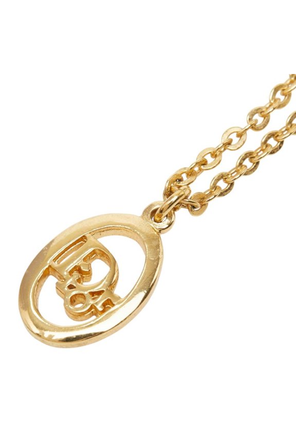 Pre-Owned Christian Dior Dior Vintage Logo Necklace, Gold Plated, Women's
