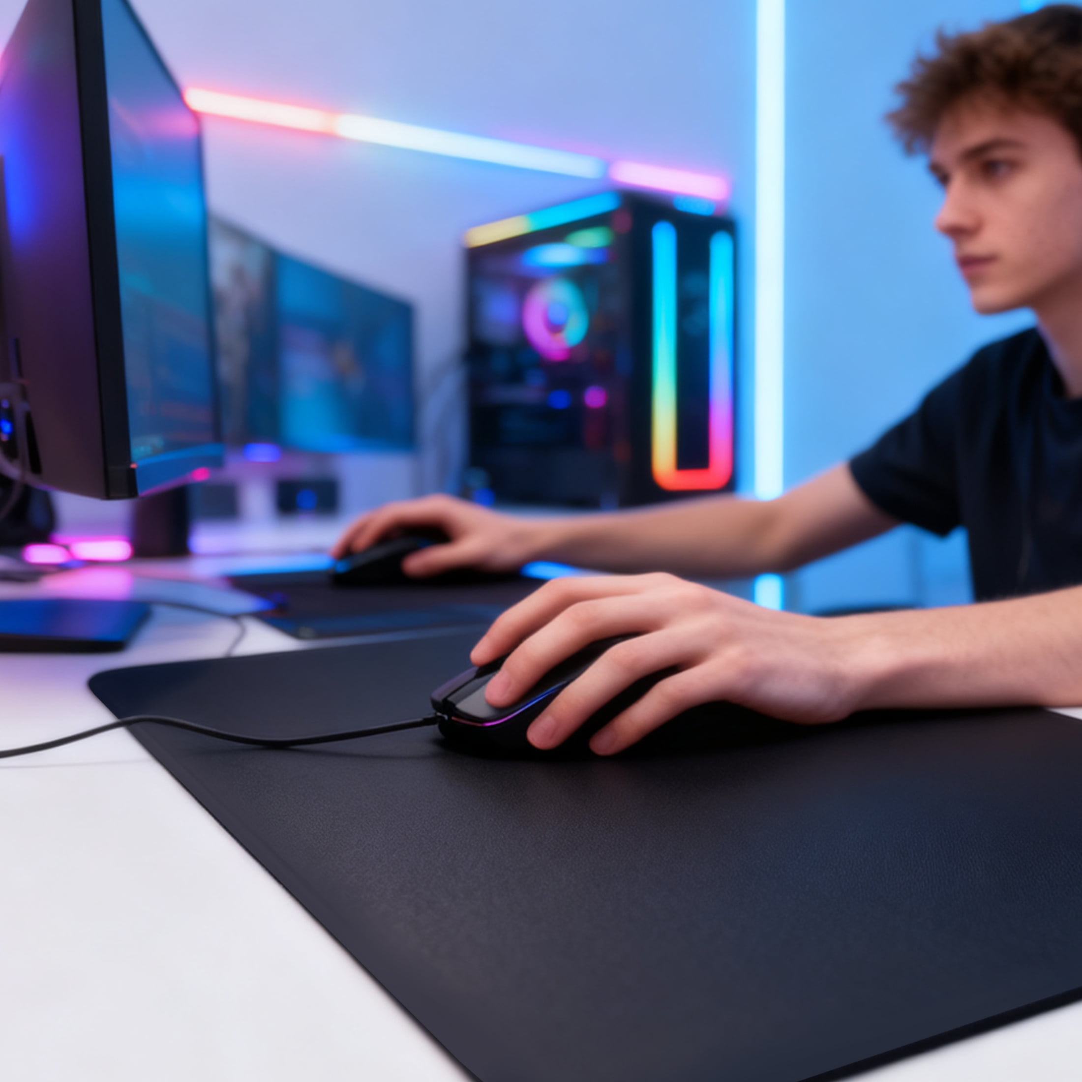 GJX Mouse Pads for Desk,7H Tempered Matte Glass Mousepad,Mousepad Gaming,Gaming Non-Slip Scratch Resistant Black Mouse Pad,Black,11.81"x10.24"x0.12"