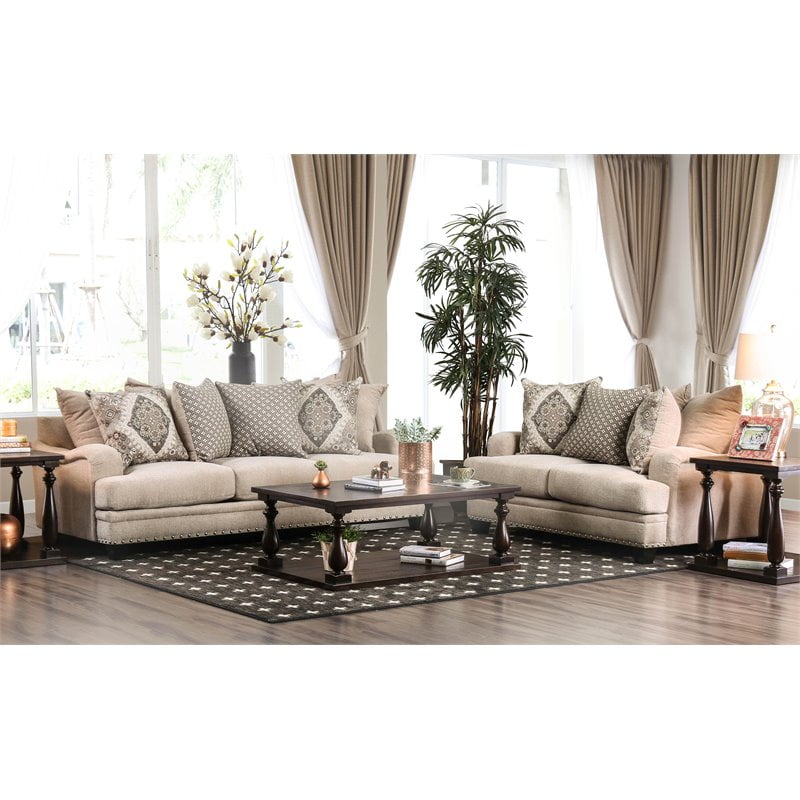 Furniture of America Katy Transitional Chenille 2Piece Sofa Set in