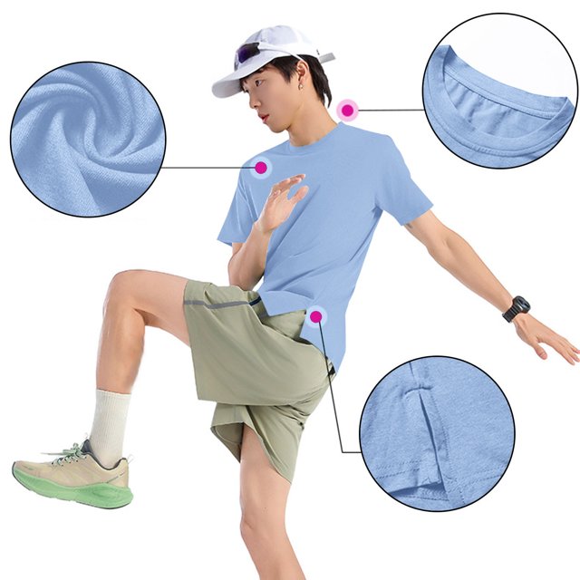 pstuiky Mangas cortas para hombre, Camiseta con capucha elástica de manga corta para correr al aire libre de color sólido para hombre camisas casuales para hombre l