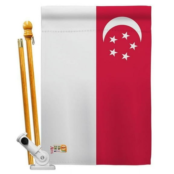 Americana Home & Garden AA-CY-HS-140212-IP-BO-D-US18-AG 28 x 40 in. Singapore Flags of the World Nationality Impressions Decorative Vertical Double Sided House Flag Set & Pole Bracket Hardware Flag Se