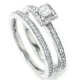 thumbnail image 4 of Pompeii 5/8Ct Princess Cut Diamond Engagement Matching Wedding Halo Ring Set White Gold, 4 of 4