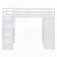 thumbnail image 2 of Twin Size Plywood Loft Bed with Large Shelves, Writing Desk and LED Light, White for Bedroom, 2 of 20