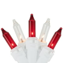 Set of 100 Red and Clear Mini Icicle Christmas Lights 3" Spacing - White Wire