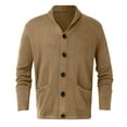 thumbnail image 3 of Manxivoo Mens Cardigan Sweater Mens Fashion Leisure Solid Wool Knitting Stand Collar Long Sleeve Long Style Cardigan Coat, Coats for Men Khaki M, 3 of 3