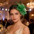 thumbnail image 6 of Qiopertar Vintage Fascinator Hat, Mesh Ribbons Feathers Headband Clip, Tea Party Wedding Cocktail Headwear for Women Girls, Green, 6 of 6