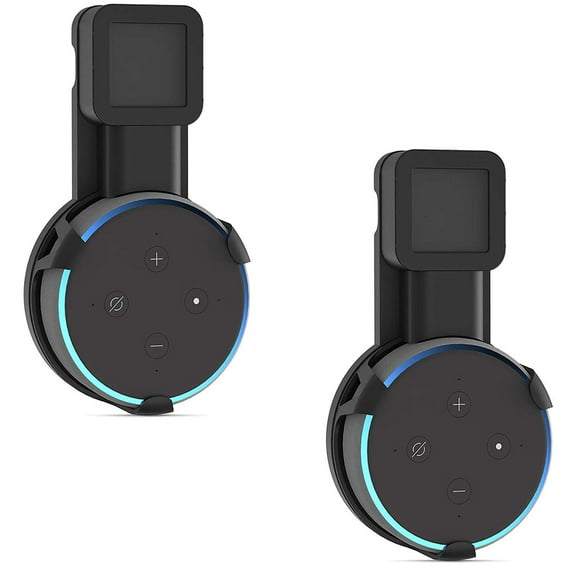 WALI Outlet Wall Mount, Holder Stand for Echo Dot 3rd Gen, Smart Home Speakers Plug Mount for Alexa with Cable Management, (AMM002-2B), 2 Pack, Black