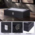 thumbnail image 3 of soporte para reloj de 12 ranuras con cubierta de vidrio, caja de reloj de cuero PU para hombres y mujeres, 3 of 5