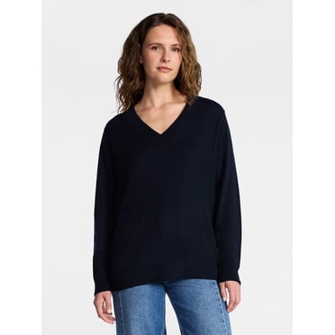 Time and Tru Women's V Neck Sweater, Lightweight, Sizes XS-XXXL