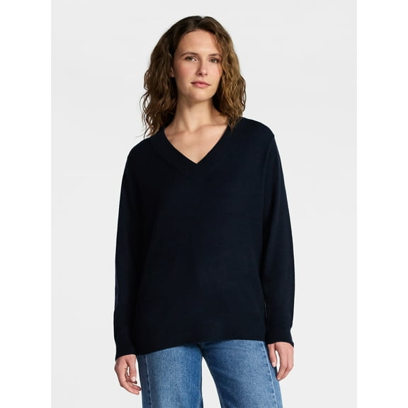 Time and Tru Women's V Neck Sweater, Lightweight, Sizes XS-XXXL