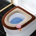 thumbnail image 3 of Plush Toilet Seat Cover with Handle Soft Warm Pad for Round Elongated Bowls - Easy Install Bathroom Mat(Brown), 3 of 5