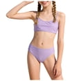 thumbnail image 3 of Yindaity Bathing Suit Girls Girl's 2 Piece Swimsuit Solid Spaghetti Strap Bikini Sets Beach Bathing Suit Swimwear for Teen Girls(Purple,9-10 Years), 3 of 7