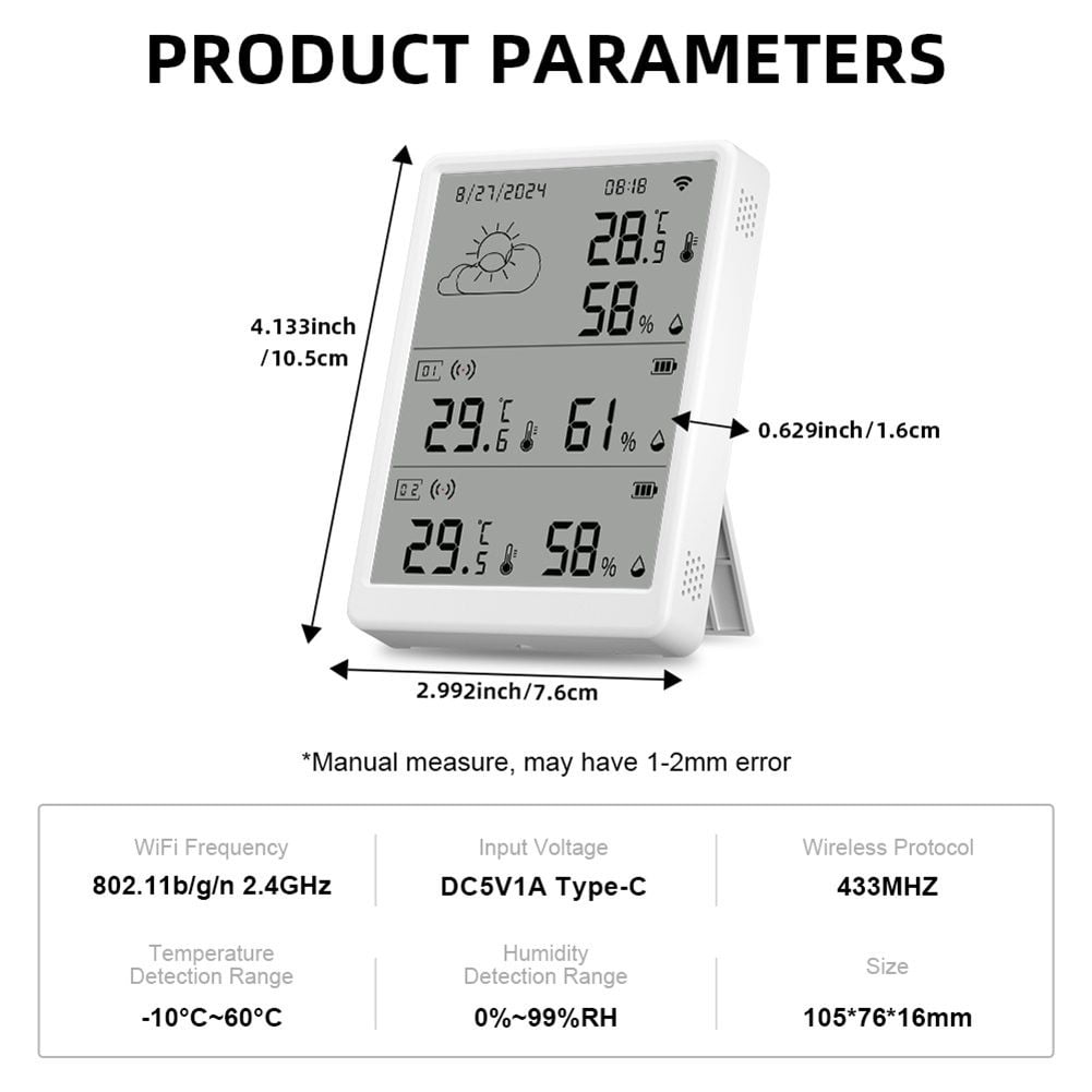 Hygrometer with Remote Monitoring and App Control Smart Thermo-Hygrometer
