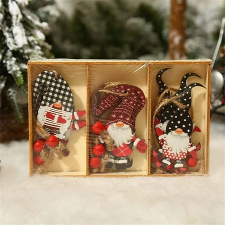 

TANGNADE 9Pcs Christmas Supplies Home Decoration Props Painted Forest People Pendant Christmas Gifts Wooden Pendant Doll Toy