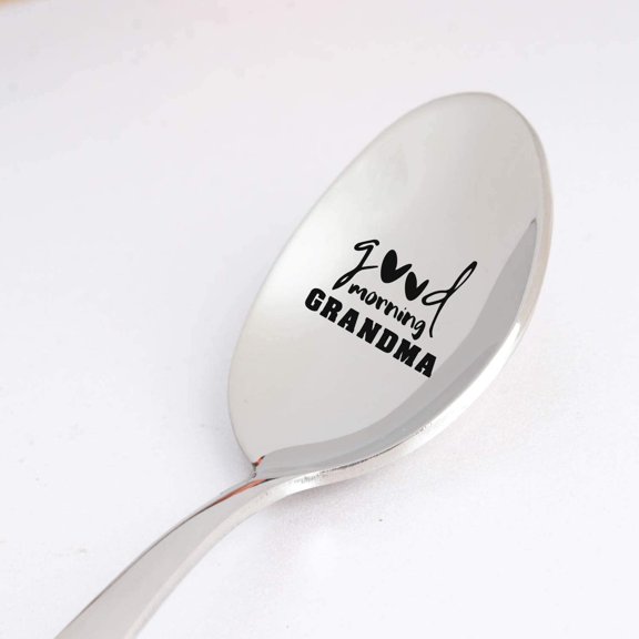 Gift for Grandmother - Good Morning Grandma Engraved Spoon Gift for Women | Birthday Christmas Gifts from Grandson Granddaughter to Grammy | Mothers Day Gift for Her