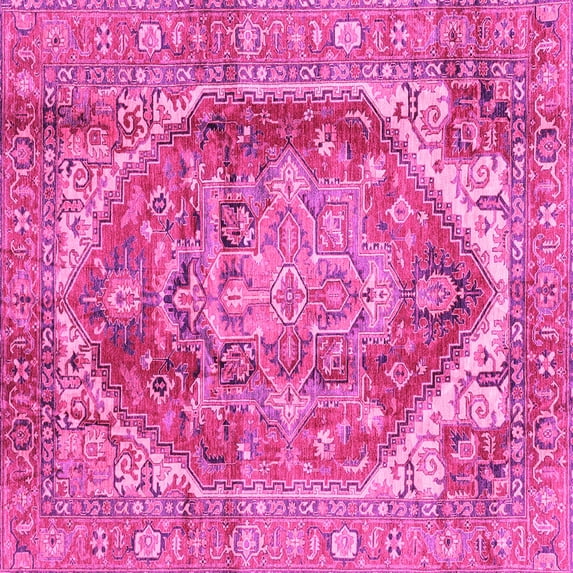Ahgly Company Indoor Square Persian Pink Traditional Area Rugs, 4' Square