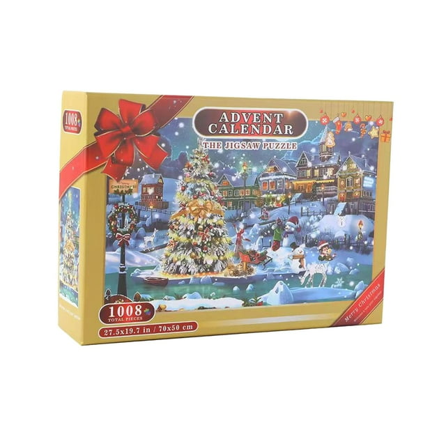simhoa 1008 Pieces Christmas Jigsaw Puzzles 24 Box Advent Calendar for Adults Teens Christmas Tree