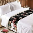 thumbnail image 4 of Bed Runner Scarf for Twin Size Bed, Black Christmas Beds Scarf Throws for Foot of Bedding, Red Snowman Xmas Tree Snowflake Winter Decorative Beds Runners for Bedroom Guestroom, 71"x20", 4 of 8