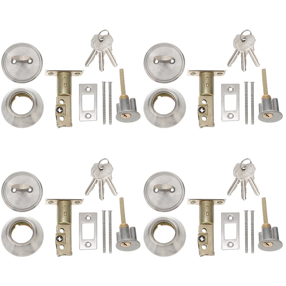 4 Sets Door Lock Handle Outdoor Knob with Handles Gate Silver