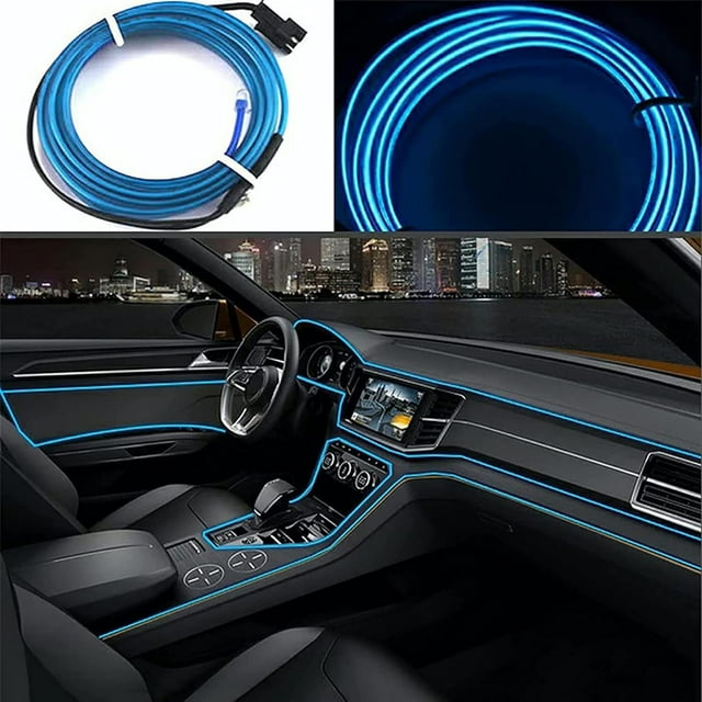 Tira de Luces LED para Coche Azul Cable de Neón 5m 12V con Modo de Música