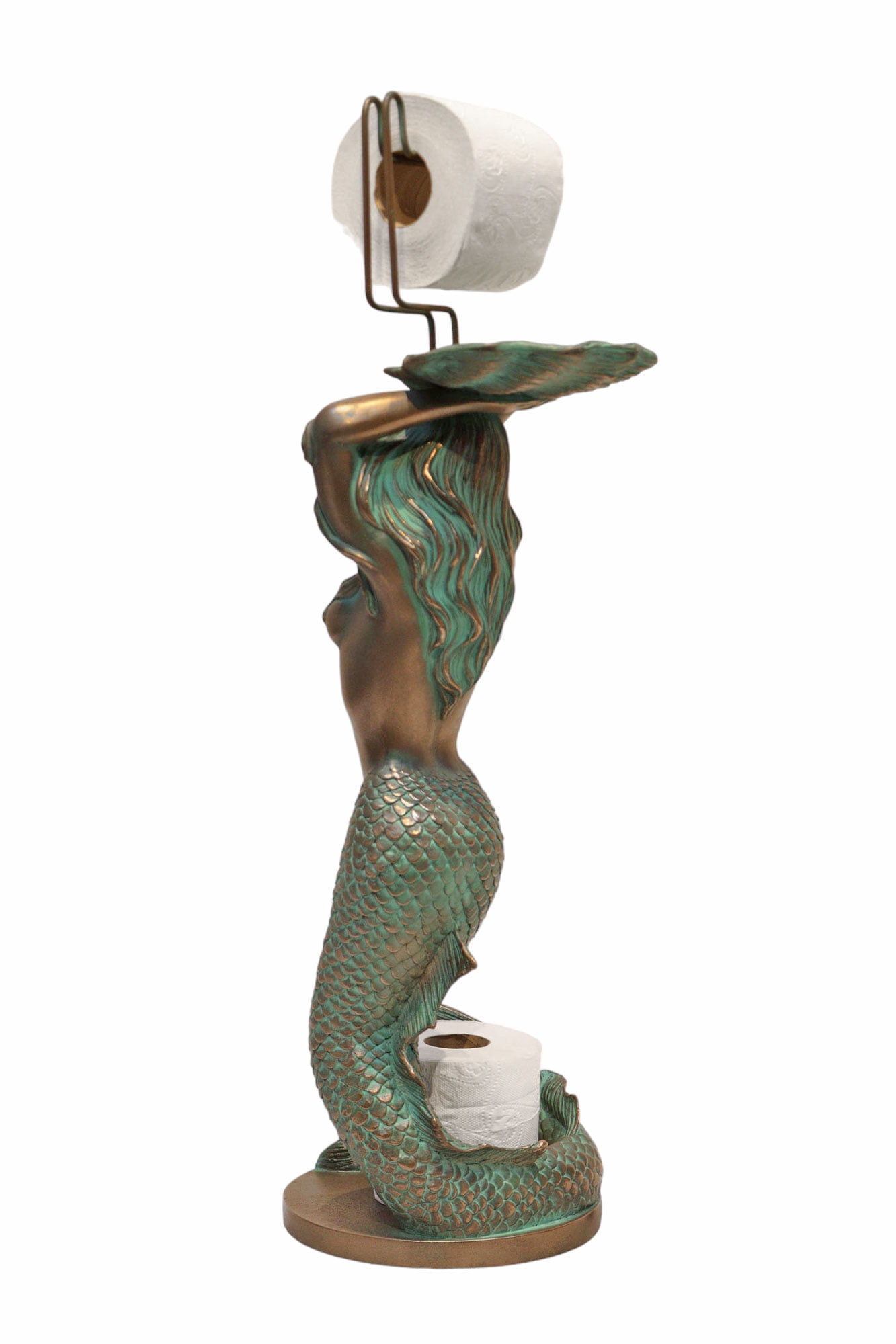 Mermaid Toilet Paper Holder Verde Bronze